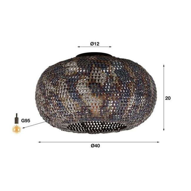 Plafondlamp Zwart Bruin Metaal Armor 1-licht