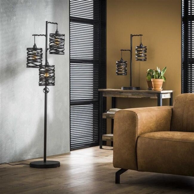 Spindle Vloerlamp 3L - 37x29x150cm - Slate Grey - Metaal