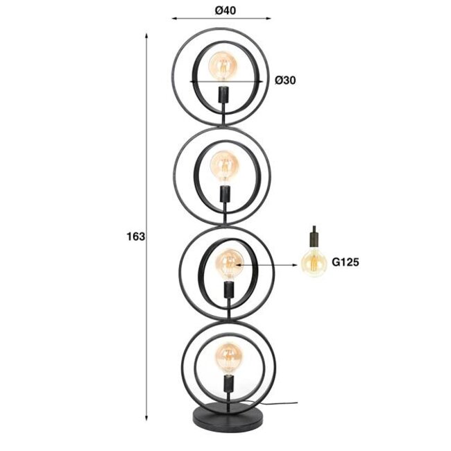 Vloerlamp Charcoal Metaal Turn Around 4-lichts