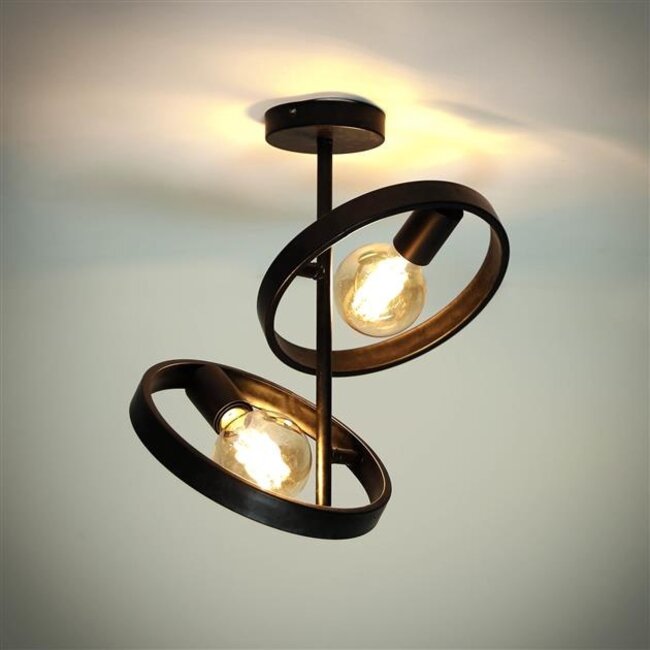 PS-Collection Hover 2L Plafondlamp - 42x26x37cm - Charcoal - Metaal