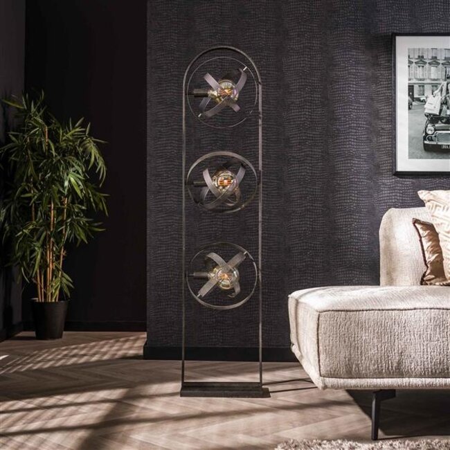 PS-Collection Cosmos Mesh 3L Vloerlamp - 36x22x160cm - Artic Zwart - Metaal