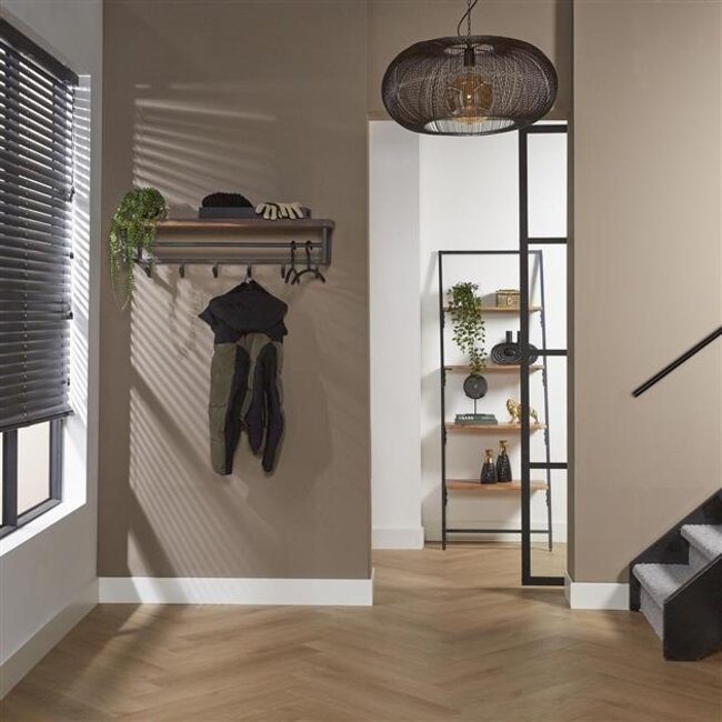 PS-Collection Daytona 6 Haken Kapstok - 100x30x27cm - Bruin/Zwart - Hout/Metaal