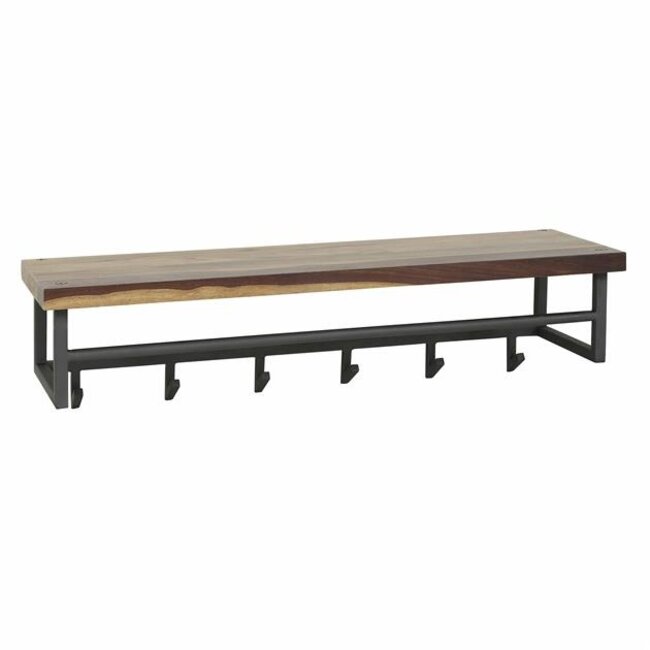 Kapstok 6 Haken Hoedenplank Hout Metaal - Daytona