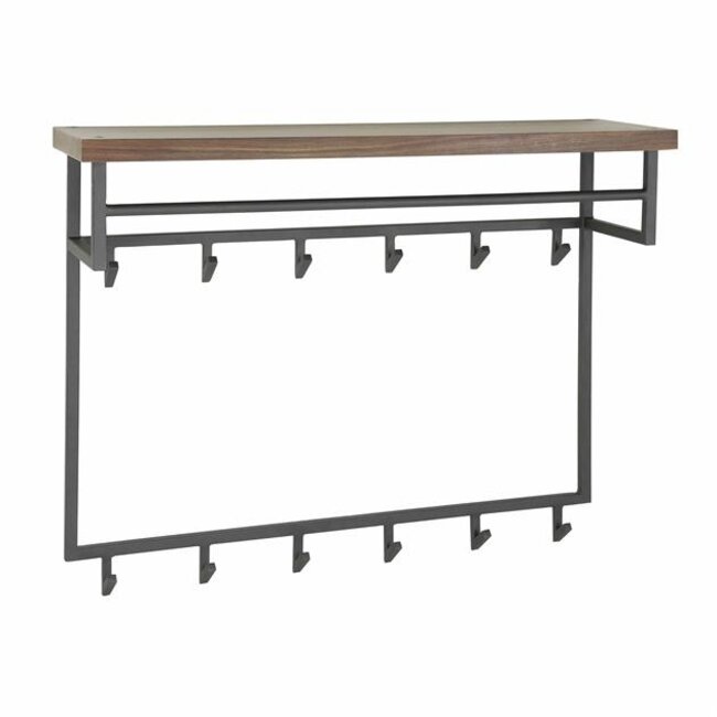Kapstok 12 Haken Hoedenplank Hout Metaal - Daytona