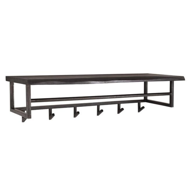 Kapstok Acacia Metaal Hoedenplank 6 Haken Zwart Yucon