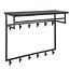 Yucon 12 Haken Kapstok Hoog - 100x30x80cm - Zwart - Acacia/Metaal