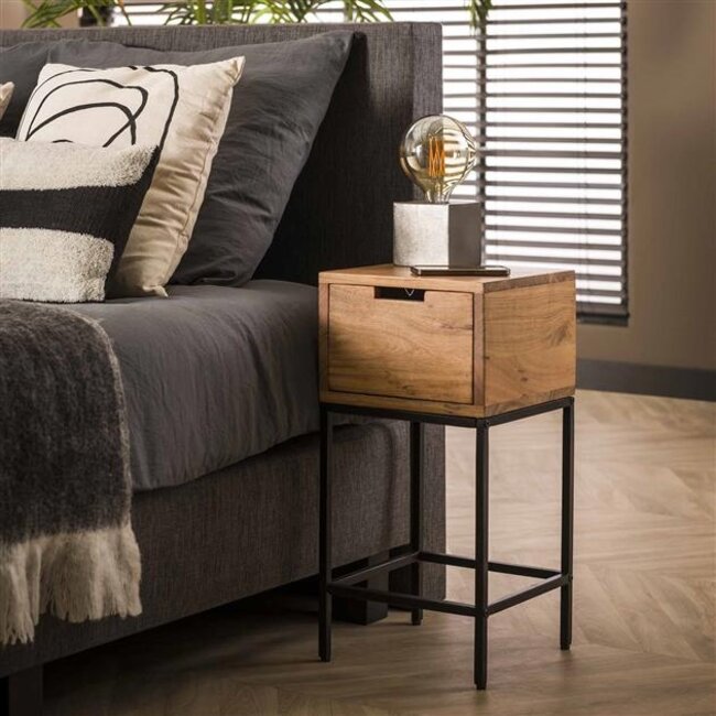 Nachtkastje Acaciahout Naturel Flat XS 1 Lade