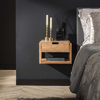 PS-Collection Zwevend Nachtkastje Acaciahout Naturel Frame 1 Lade