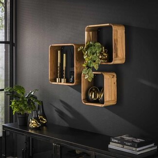 PS-Collection Wandschap Acaciahout Naturel Box Set Van 3