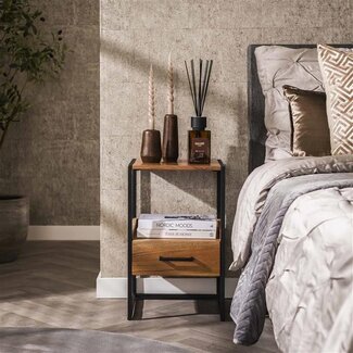 PS-Collection Nachtkastje Acaciahout 1 Lade Open Vak - Niche XS