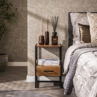 PS-Collection Nachtkastje Acaciahout Naturel Niche XS 1 Lade Open Vak