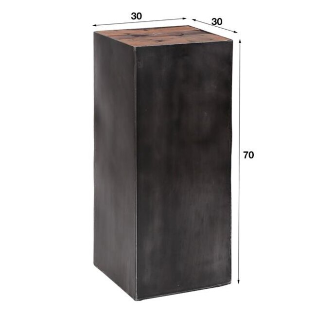 Raft 70 Bloemenzuil - 30x30x70cm - Bruin/Zwart - Hout/Metaal