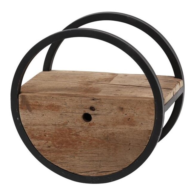 Circular Wandschap met Lade - Ø40x25cm - Bruin - Hout/Metaal