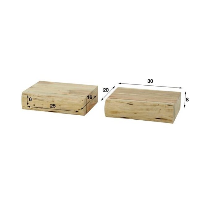 Tree XS Set van 2 Nachtkastje 1 Lade - 30x20x8cm - Naturel - Acacia