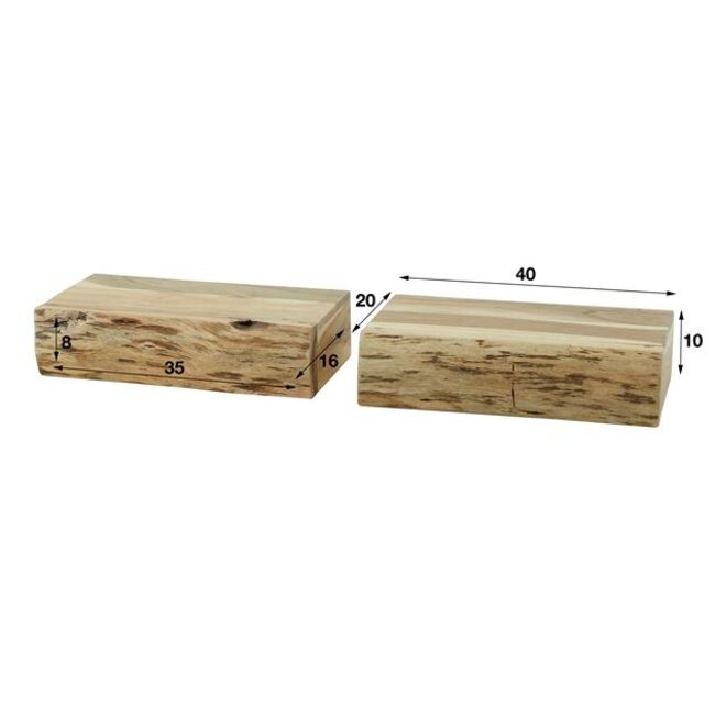 Tree L Set van 2 Nachtkastjes 1 Lade - 40x20x10cm - Naturel - Acacia