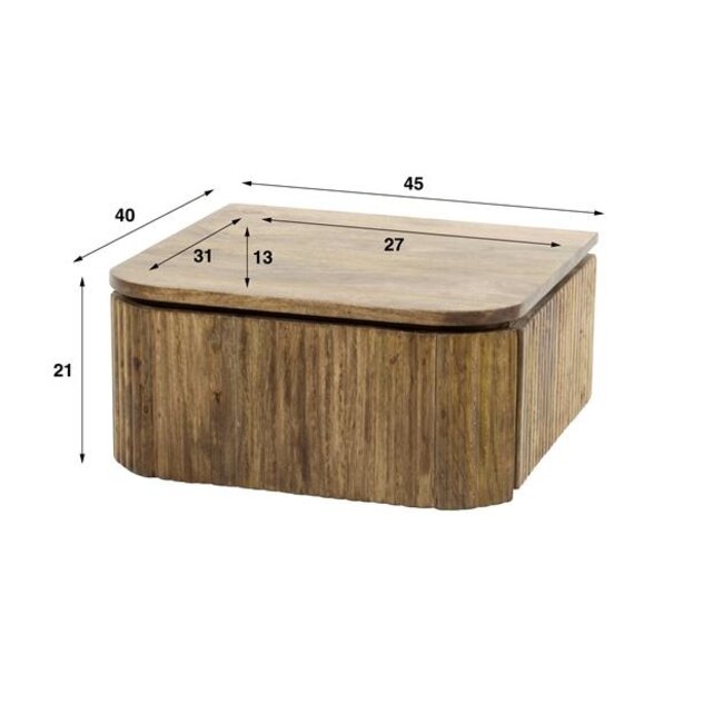 Wave 1 Lade Hangend Nachtkastje - 45x40x21cm - Zandkleur - Mangohout