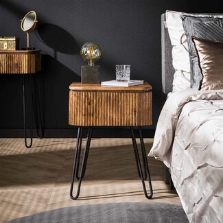 PS-Collection Nachtkastje Mangohout Zand Metaal Frame Wave 1 Lade