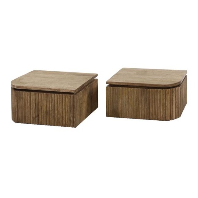 Zwevend Nachtkastje Mangohout Zand Wave Set Van 2