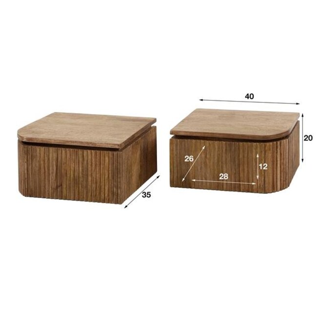 Zwevend Nachtkastje Mangohout Zand Wave Set Van 2