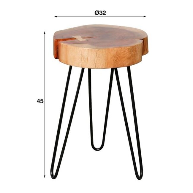 Bijzettafel Acaciahout Metaal Set van 2 Trunk