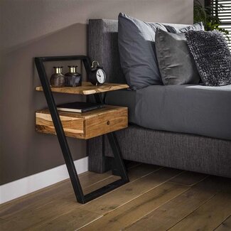 PS-Collection Nachtkastje Acaciahout Naturel Lean 1 Lade Schap