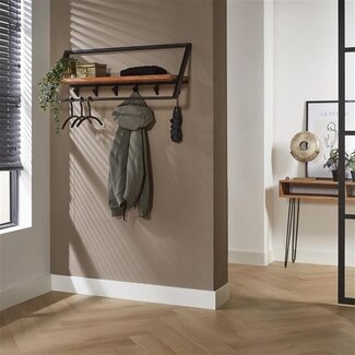 PS-Collection Lean Kapstok - 100x32x38cm - Naturel - Acacia/Metaal
