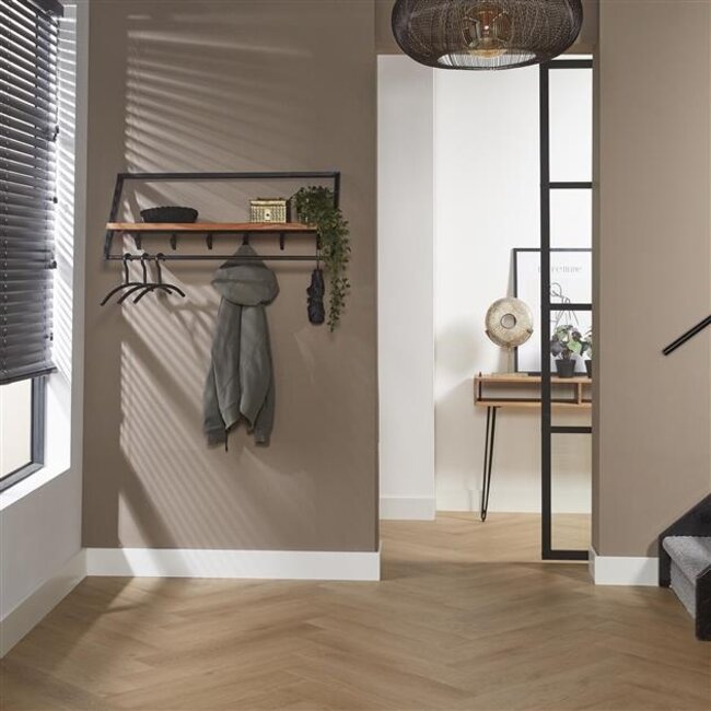 Lean Kapstok - 100x32x38cm - Naturel - Acacia/Metaal