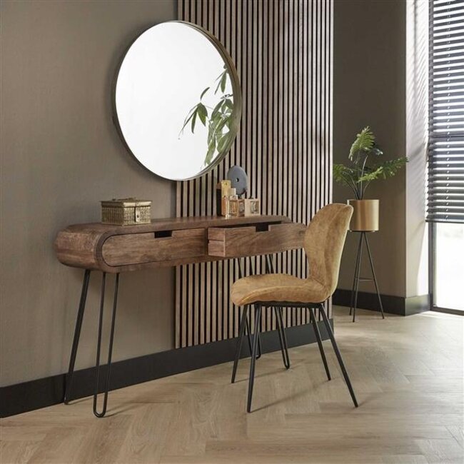 Haltafel Mangohout Zandkleur 2 Lades Barrel