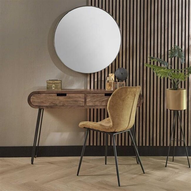 Haltafel Mangohout Zandkleur 2 Lades Barrel