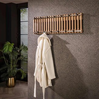 PS-Collection Tweak 13 Haken Kapstok - 100x10x33cm - Zandkleur - Mango/Metaal