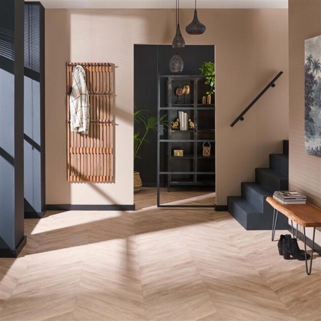 PS-Collection Tweak 14 Haken Kapstokrek - 60x10x161cm -  Zandkleur - Mango/Metaal