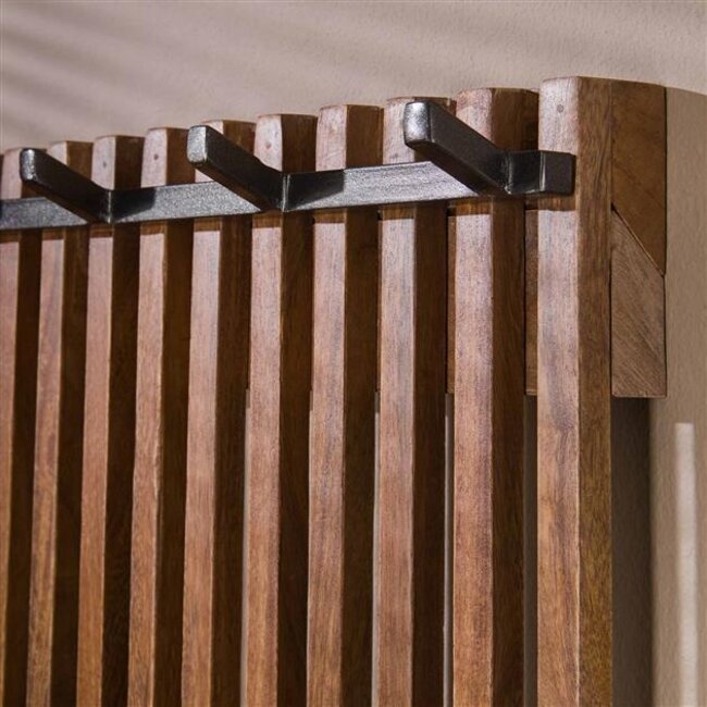 Tweak 14 Haken Kapstokrek - 60x10x161cm -  Zandkleur - Mango/Metaal