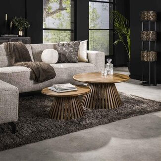 PS-Collection Salontafel Set van 2 Mangohout Zand Tweak Cone