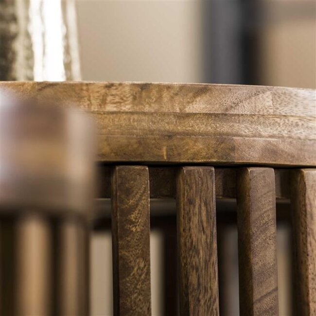 PS-Collection Tweak Set/2 Salontafels - Ø65 & Ø50x40cm - Zandkleur - Mangohout