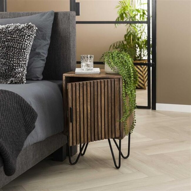 PS-Collection Tweak Set/2 Nachtkastjes - 40x30x60cm - Zandkleur - Mango/Metaal