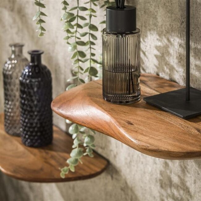 Organic Set/3 Wandschap - 50x20x4cm - Naturel - Acaciahout