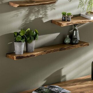 PS-Collection Wandplank Acaciahout Naturel Edge - 120 Cm