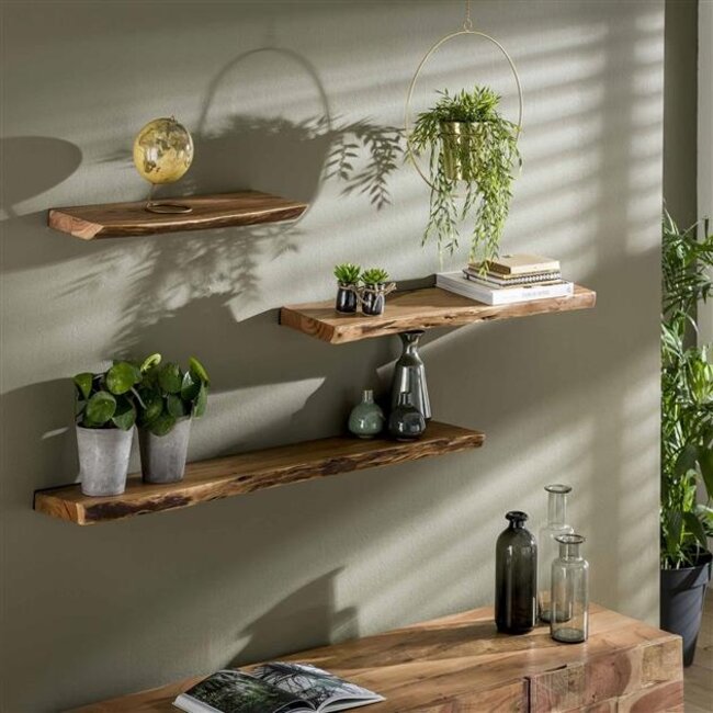 Wandplank Acaciahout Naturel Edge - 120 Cm