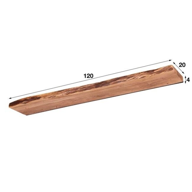 Wandplank Acaciahout Naturel Edge - 120 Cm