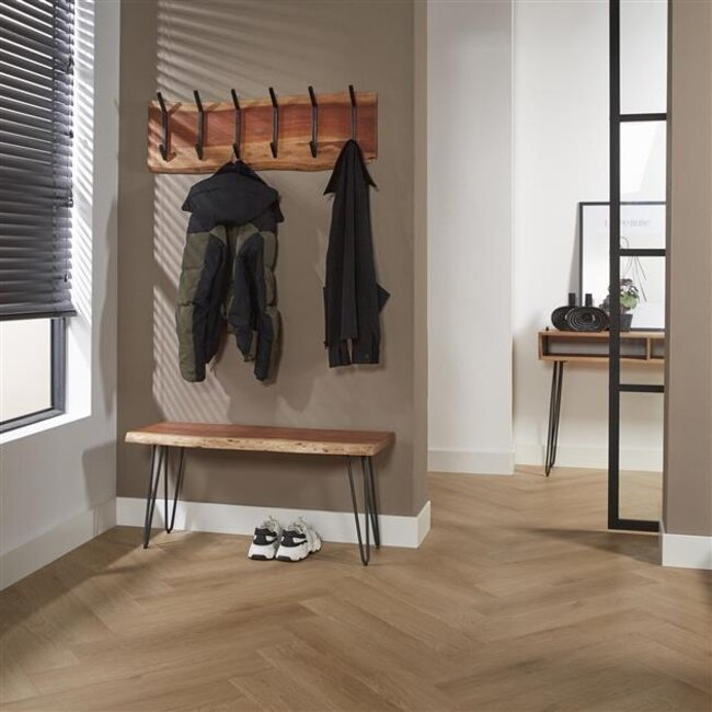 PS-Collection Edge 2x6 Haken Kapstok - 100x12x30cm - Naturel - Acacia/Metaal