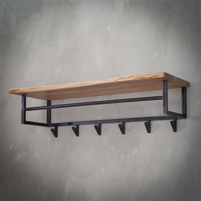 Kapstok 6 Haken Hoedenplank Acaciahout - Edge