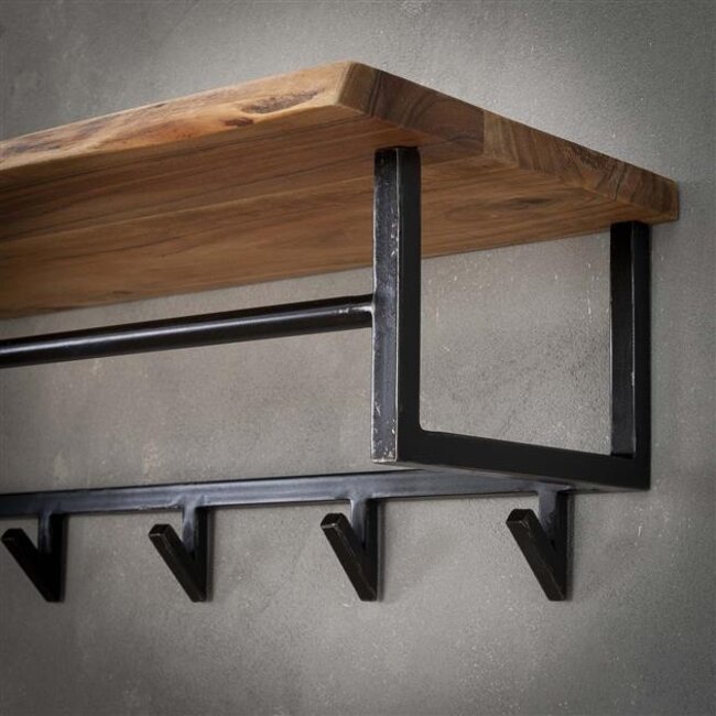 Kapstok 6 Haken Hoedenplank Acaciahout - Edge