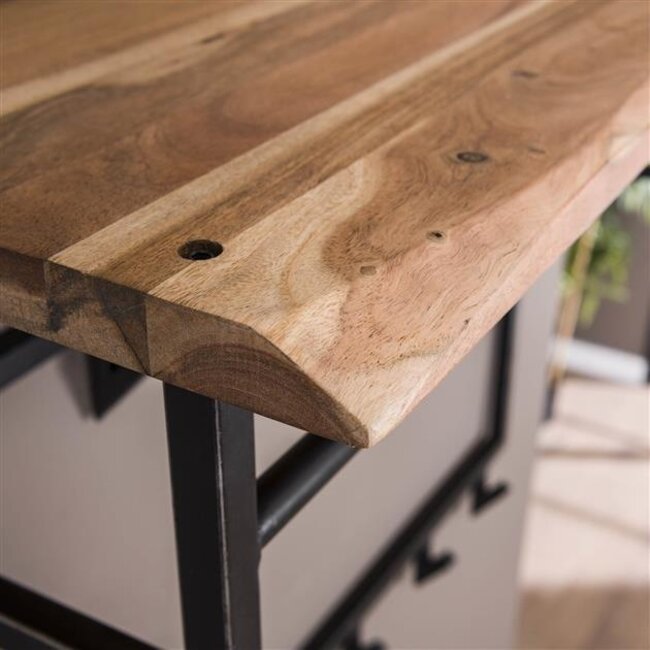 Edge Hoog 12 Haken Kapstok - 100x33x80cm - Naturel - Acacia/Metaal