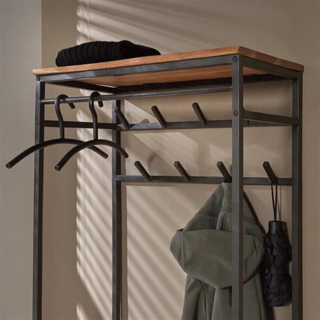 Edge Garderobemeubel - 70x35x182cm - Naturel - Acacia/Metaal