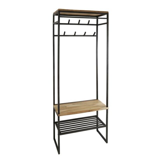 PS-Collection Edge Garderobemeubel - 70x35x182cm - Naturel - Acacia/Metaal