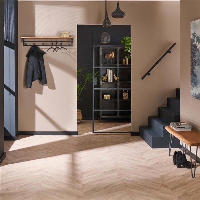 Custom 6 Haken Kapstok - 100x35x17cm - Naturel - Acacia/Metaal