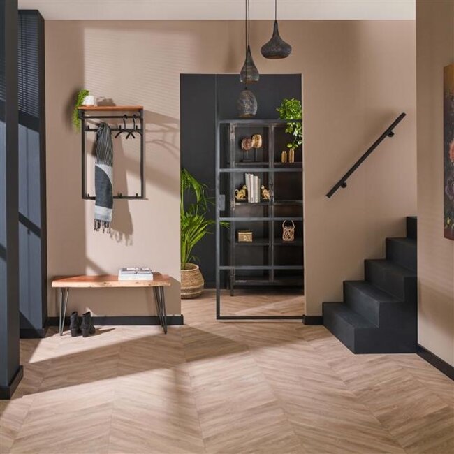 Custom Hoog 2x4 Haken Kapstok - 55x33x80cm - Naturel - Acacia/Metaal