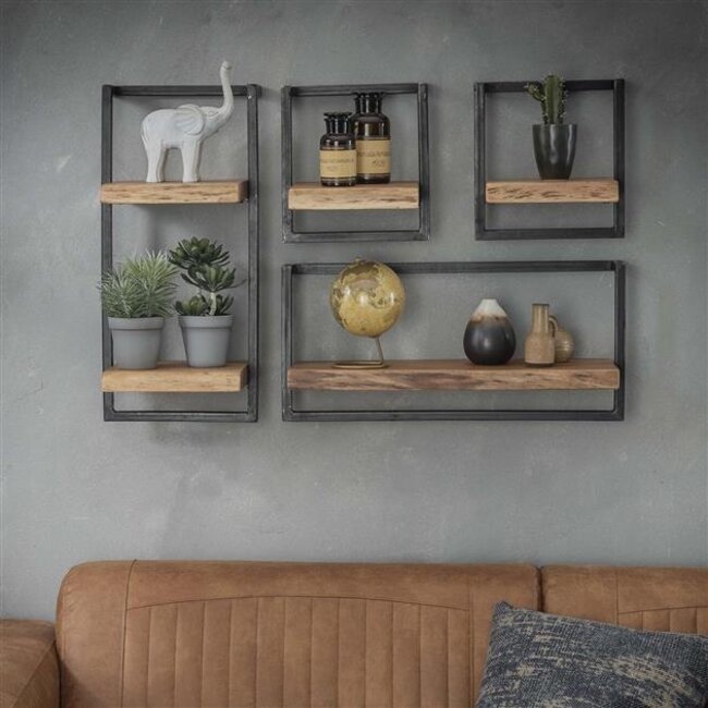 Edge Wandplank - 30x25x30cm - Naturel - Acacia/Metaal