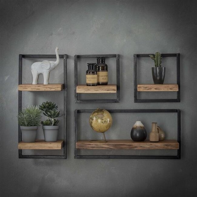 Wandplank Acacia Metaal Industrieel Edge Frame