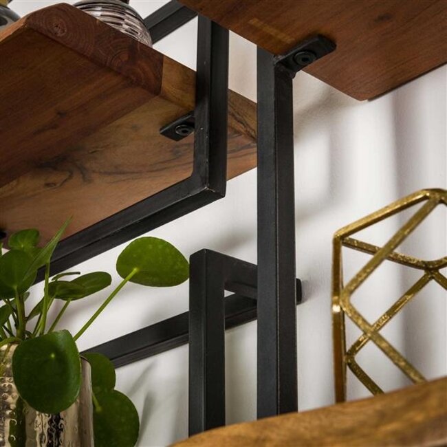 Wandplank Acaciahout Metaal Edge Frame - 100 cm